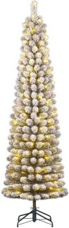 Black Box Trees Charlton - smalle kunstkerstboom met sneeuw en verlichting groen 1,85m x 53cm
