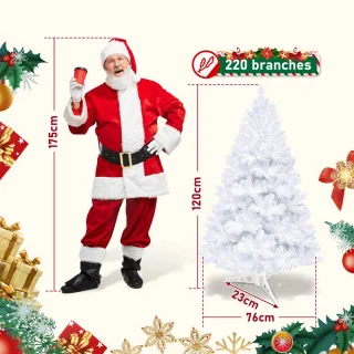 Kunstkerstboom - 120 cm - dennenboom met standaard voor kerstversiering herbruikbaar wit