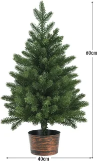 COSTWAY 60 cm Tafelblad kunstmatige kerstboom, onverlichte groene kerstboom met 50 takken punten, premium PE materiaal & retro pot voet, kleine grootte feest decoratie voor kerst viering