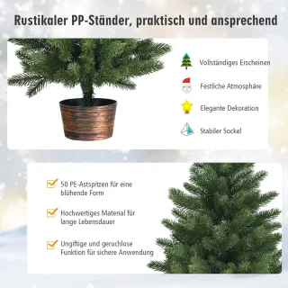 COSTWAY 60 cm Tafelblad kunstmatige kerstboom, onverlichte groene kerstboom met 50 takken punten, premium PE materiaal & retro pot voet, kleine grootte feest decoratie voor kerst viering