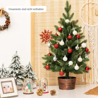 COSTWAY 60 cm Tafelblad kunstmatige kerstboom, onverlichte groene kerstboom met 50 takken punten, premium PE materiaal & retro pot voet, kleine grootte feest decoratie voor kerst viering