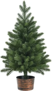COSTWAY 60 cm Tafelblad kunstmatige kerstboom, onverlichte groene kerstboom met 50 takken punten, premium PE materiaal & retro pot voet, kleine grootte feest decoratie voor kerst viering