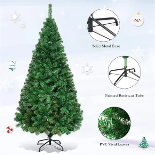 Kunstkerstboom - Kunst Kerstboom - Kerst - Kerstboomstandaard - Vouwsyteem - Kunststof - PVC - 210cm - Groen