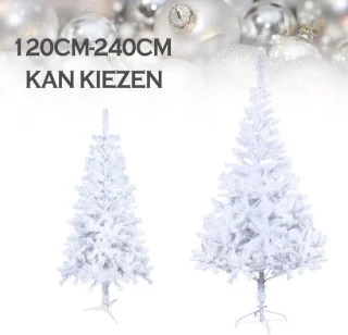 210 cm Wit Kunstmatige kerstboom - Sparvorm - PVC kerstboom - Met standaard - Sectie-assemblage - Kerstdecoratie