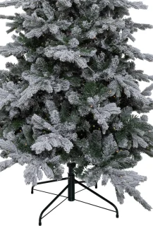 KJ Kunstkerstbomen – Vancouver Flock de Luxe besneeuwde Kunstkerstboom - 210 cm - met inclusief LED verlichting 440 led-lampjes – 1735 PE en PVC takken - Smart Adapter