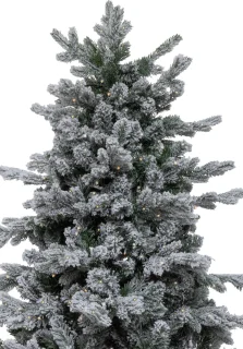 KJ Kunstkerstbomen – Vancouver Flock de Luxe besneeuwde Kunstkerstboom - 210 cm - met inclusief LED verlichting 440 led-lampjes – 1735 PE en PVC takken - Smart Adapter