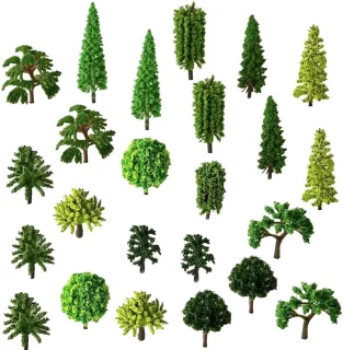 60pcs Landscape Model Trees, Miniature Trees and Shrubs, Flower Tree Model, Plastic Model Trees, Mixed Model Trees, for DIY Landscape, Miniature Landscapes, Sand Table, 12 Styles (2-6