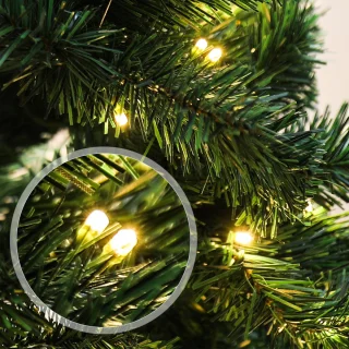 Kunstkerstboom - 200 led lampjes - Kunstboom - PVC naalden - Metalen standaard - Inklapsysteem - Kerstmis - Feestdagen - Kerstboom - Groen-150 cm