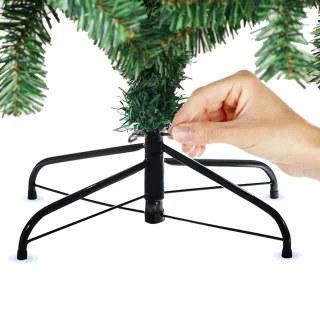 Kunstkerstboom - 200 led lampjes - Kunstboom - PVC naalden - Metalen standaard - Inklapsysteem - Kerstmis - Feestdagen - Kerstboom - Groen-150 cm