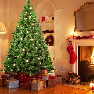 Kunstkerstboom - 200 led lampjes - Kunstboom - PVC naalden - Metalen standaard - Inklapsysteem - Kerstmis - Feestdagen - Kerstboom - Groen-150 cm