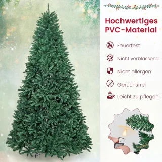 COSTWAY Kunstkerstboom, 180/225/275 cm, dennenboom met metalen standaard, kunstboom Kerstmis inklapsysteem, kerstboom PVC naalden, ideaal voor thuis, kantoor, winkels en hotels, groen (275 cm)