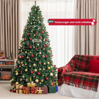 COSTWAY Kunstkerstboom, 180/225/275 cm, dennenboom met metalen standaard, kunstboom Kerstmis inklapsysteem, kerstboom PVC naalden, ideaal voor thuis, kantoor, winkels en hotels, groen (275 cm)