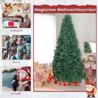 COSTWAY Kunstkerstboom, 180/225/275 cm, dennenboom met metalen standaard, kunstboom Kerstmis inklapsysteem, kerstboom PVC naalden, ideaal voor thuis, kantoor, winkels en hotels, groen (275 cm)