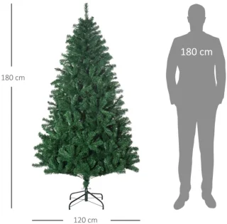 1x Kunstkerstboom - 1000 Takken Gedecoreerde Kerstboom - PVC Natuurlijk Design - Stabiele Metalen Voet 1,8m