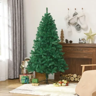 1x Kunstkerstboom - 1000 Takken Gedecoreerde Kerstboom - PVC Natuurlijk Design - Stabiele Metalen Voet 1,8m