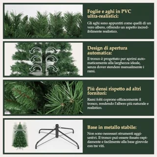 Kunstkerstboom 180 cm met 580 takken en standaard - Groen met paraplu-systeem