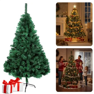 Cheqo® Kunstkerstboom 180 cm - 650 Takken - Duurzame Materialen - Herbruikbare Kerstboom - Inclusief Standaard - Flexibele Takken - Groene Kunstkerstboom - Stabiele Kerstboom - Kerstboom Zonder Verlichting - Kerstboom Voor Woonkamer