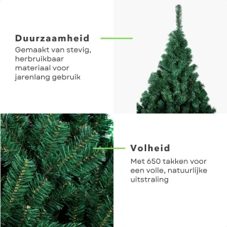 Cheqo® Kunstkerstboom 180 cm - 650 Takken - Duurzame Materialen - Herbruikbare Kerstboom - Inclusief Standaard - Flexibele Takken - Groene Kunstkerstboom - Stabiele Kerstboom - Kerstboom Zonder Verlichting - Kerstboom Voor Woonkamer