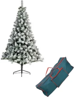 Kunst kerstboom Imperial pine 525 tips met sneeuw 180 cm inclusief opbergzak - Kunstbomen/kunst kerstbomen