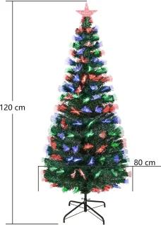 Uten Smalle Kerstboom - kunstkerstboom met verlichting - Drie kleuren glasvezelverlichting - 129 lampen - H120 x Ø60 cm - 125 Takken - Groen