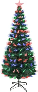 Uten Smalle Kerstboom - kunstkerstboom met verlichting - Drie kleuren glasvezelverlichting - 129 lampen - H120 x Ø60 cm - 125 Takken - Groen