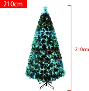 LED Kerstboom 210 cm met Gekleurde Lampen en Metalen Standaard Kunstkerstboom voor Binnen en Feest