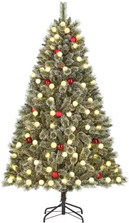 Black Box Trees Kaprun Kunstkerstboom met LED Verlichting en Timerfunctie - H180 x Ø108 cm - Groen, Rood
