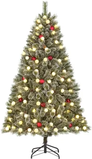 Black Box Trees Kaprun Kunstkerstboom met LED Verlichting en Timerfunctie - H180 x Ø108 cm - Groen, Rood