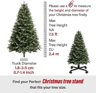 Beweegbare Kunstkerstboomstandaard met Wieltjes voor Kerstboom tot 250 cm - Zwart