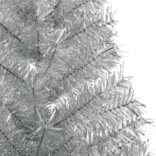 vidaXL - Kunstkerstboom - half - met - standaard - 120 - cm - PET - zilverkleurig