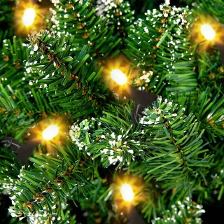 Kunstkerstboom Met Verlichting, 210cm Kunstspar Met Sneeuw En Dennenappels, Edele Spar Snelle Montage, Inclusief Kerstboomstandaard