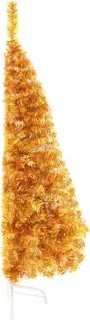 vidaXL - Kunstkerstboom - half - met - standaard - 120 - cm - PET - goudkleurig