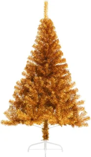 vidaXL - Kunstkerstboom - half - met - standaard - 120 - cm - PET - goudkleurig