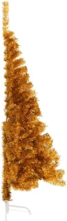 vidaXL - Kunstkerstboom - half - met - standaard - 120 - cm - PET - goudkleurig