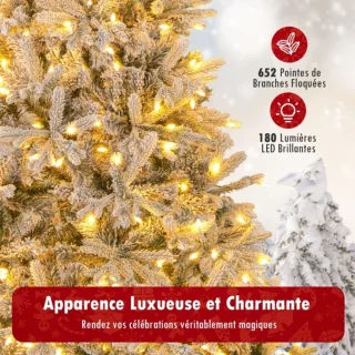210 cm kunstkerstboom – Halve vorm, voorverlicht met 852 takpunten, PE & PVC, 240 witte LED-lampen