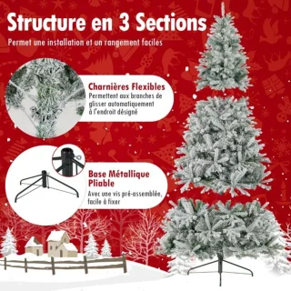 210 cm kunstkerstboom – Halve vorm, voorverlicht met 852 takpunten, PE & PVC, 240 witte LED-lampen