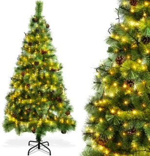 Aigostar 10BZQ - Kunstkerstboom met LED Verlichting - Kerstboom - 180 CM - 300 LED-licht - 200 Takken - Groene