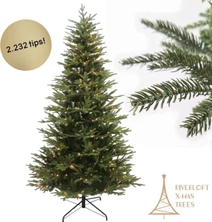 Kerstboom Excellent Slim Led - Kunstkerstboom smal met LED Verlichting - H210 x Ø121 cm - groen - mix pvc/pe