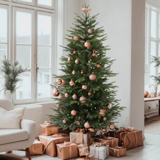 Kerstboom Excellent Slim Led - Kunstkerstboom smal met LED Verlichting - H210 x Ø121 cm - groen - mix pvc/pe