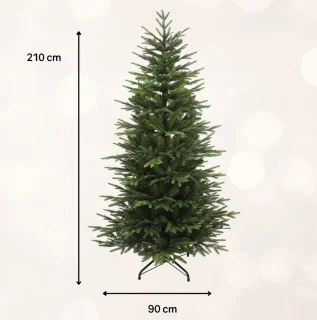 Kerstboom Excellent Slim Led - Kunstkerstboom smal met LED Verlichting - H210 x Ø121 cm - groen - mix pvc/pe