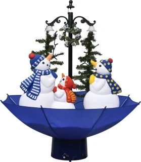 vidaXL - Kerstboom - sneeuwend - met - paraplubasis - 75 - cm - PVC - blauw