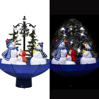 vidaXL - Kerstboom - sneeuwend - met - paraplubasis - 75 - cm - PVC - blauw