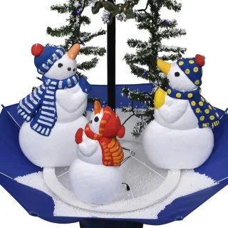vidaXL - Kerstboom - sneeuwend - met - paraplubasis - 75 - cm - PVC - blauw