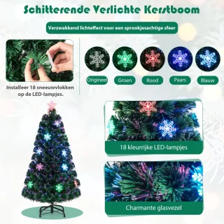 COSTWAY Kunstkerstboom, 90/120/150/180 cm, met glasvezelkleurwisselaar en sterpunt, dennenboom, pvc-naalden, ideaal voor thuis, kantoor, winkels en hotels, groen (120 cm) [Energieklasse F]