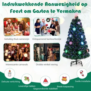 COSTWAY Kunstkerstboom, 90/120/150/180 cm, met glasvezelkleurwisselaar en sterpunt, dennenboom, pvc-naalden, ideaal voor thuis, kantoor, winkels en hotels, groen (120 cm) [Energieklasse F]