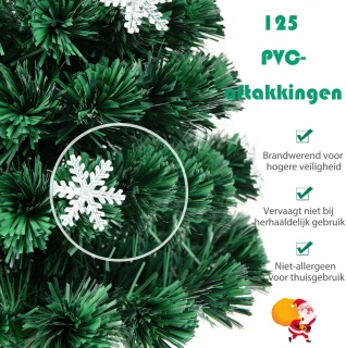 COSTWAY Kunstkerstboom, 90/120/150/180 cm, met glasvezelkleurwisselaar en sterpunt, dennenboom, pvc-naalden, ideaal voor thuis, kantoor, winkels en hotels, groen (120 cm) [Energieklasse F]