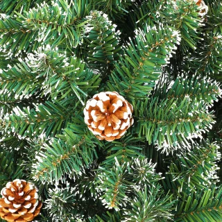 120cm Kunstkerstboom met lichtgevende groene PVC met sneeuweffect & dennenappels LED PVC kerstboom dennenboom decoratieve boom met standaard Kerstversiering voor kerstversiering