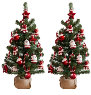 Kunstboom/kunst kerstboom inclusief kerstversiering 75 cm - Kunst kerstboompjes/kunstboompjes - Kerstversiering
