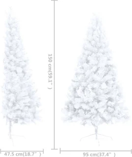 vidaXL - Kunstkerstboom - met - standaard - half - 150 - cm - PVC - wit