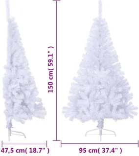 vidaXL - Kunstkerstboom - met - standaard - half - 150 - cm - PVC - wit